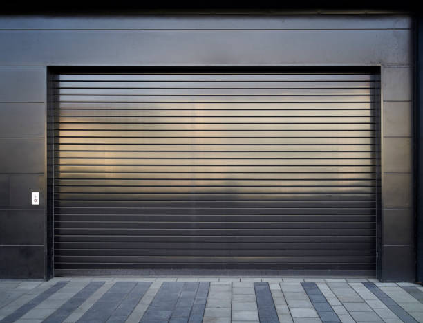 Anthracite sectional overhead door on a unit