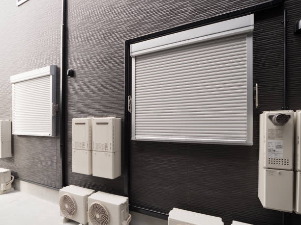 Domestic window roller shutter, part lowered